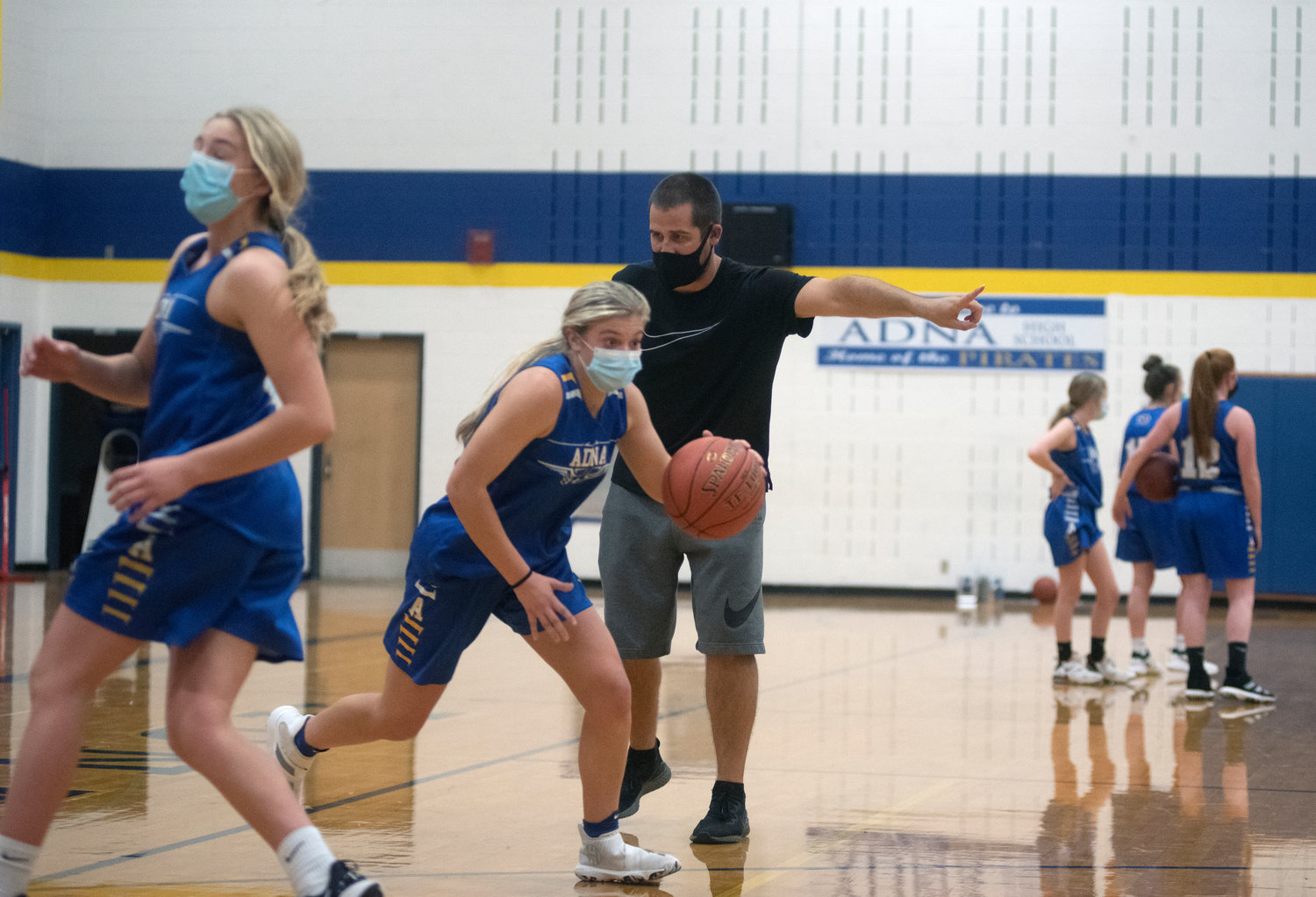 Adna junior Kaylin Todd drives with the ball during practice Monday night.