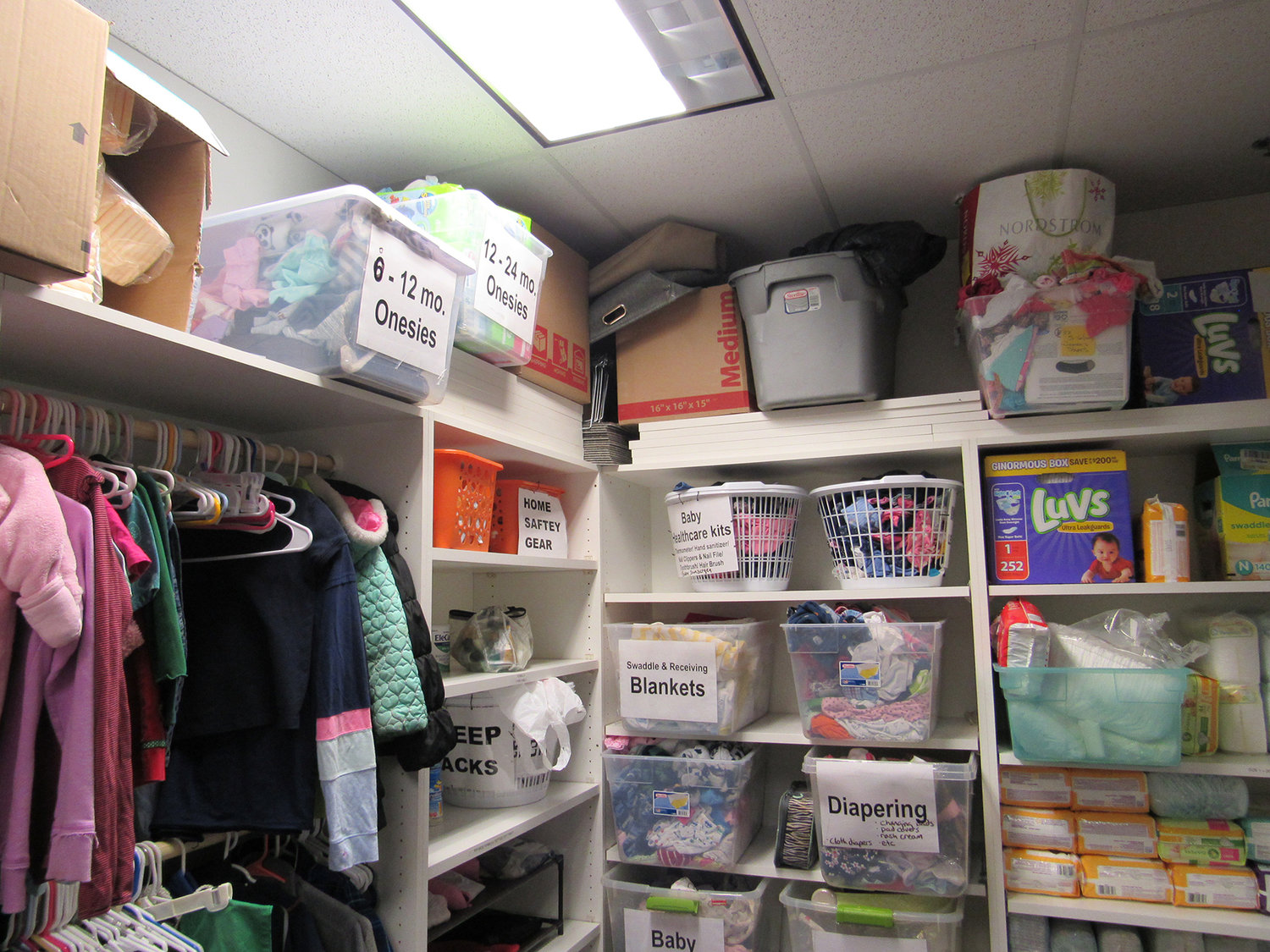 Family Education &amp; Support Service provides plenty of diapers, blankets and children’s clothing at no cost to its patients.