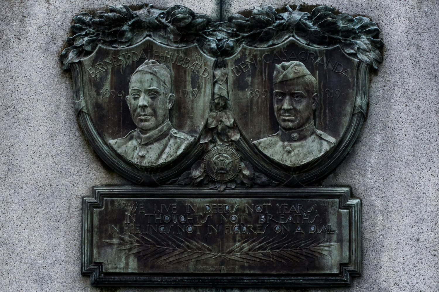 Engravings are seen of Ernest Hubbard, left, and Ben Casagranda, right, at George Washington Park earlier this year.