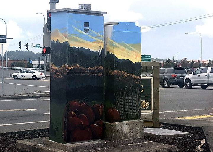 The Chehalis Community Rennaissance Team is painting electrical boxes in Chehalis.