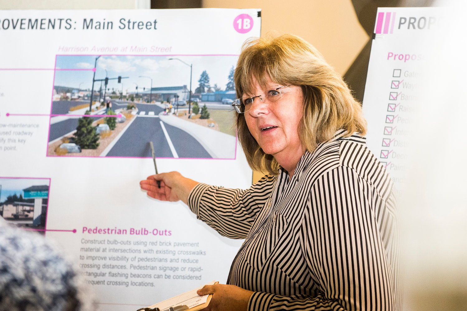 FILE PHOTO — Centralia Mayor Susan Luond talks about proposed improvements along Main Street in this Chronicle file photo.