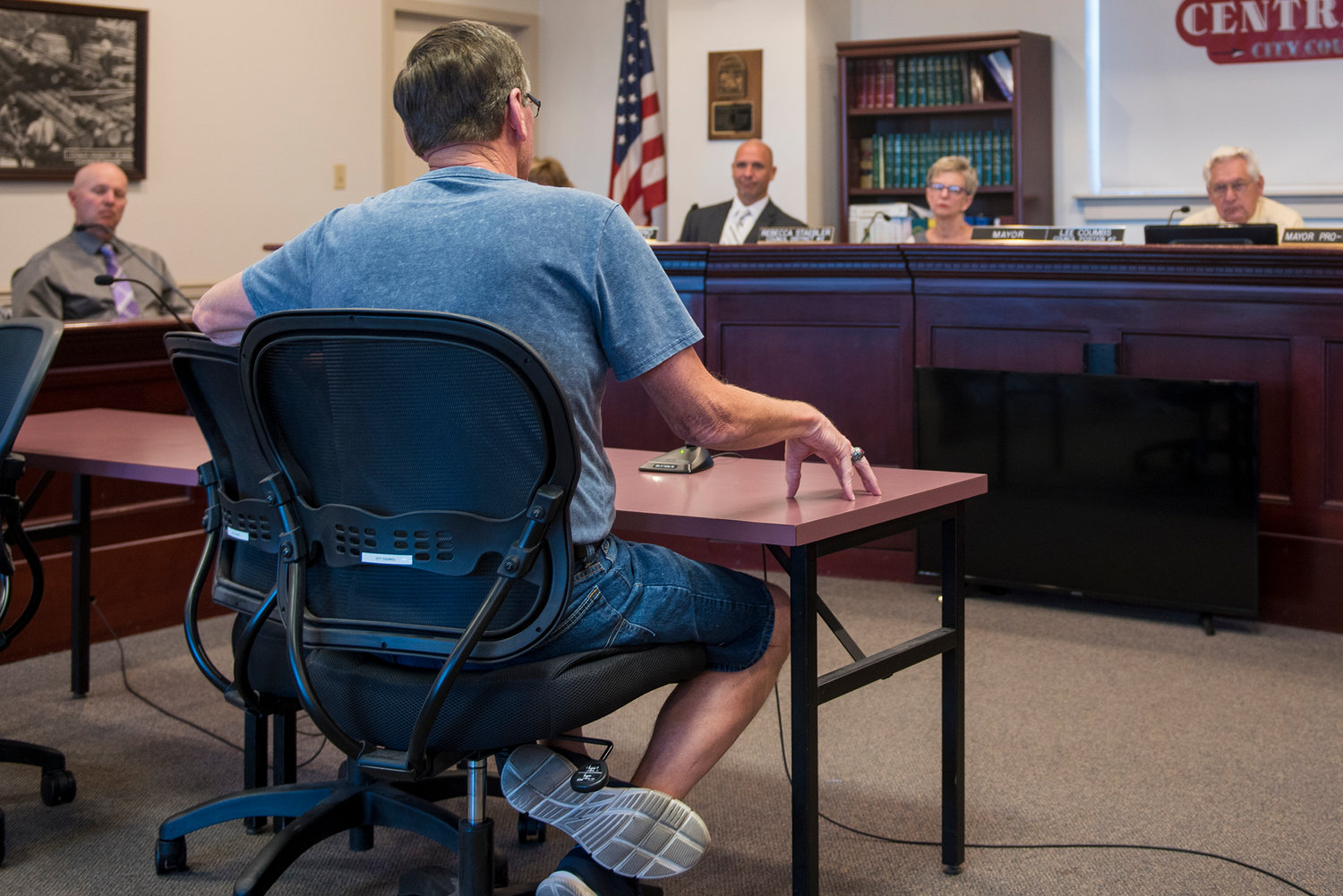 Chehalis Mayor Dennis Dawes shares his perspective on commercial fireworks during a workshop held Tuesday evening by the Centralia City Council.