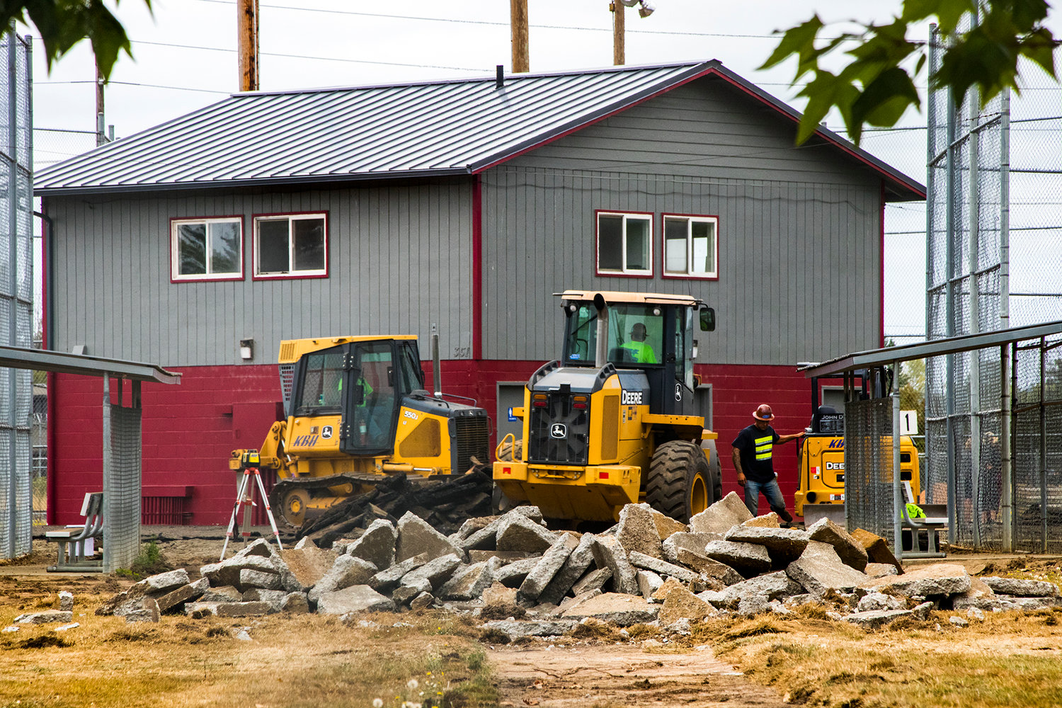 Construction crews break ground at the Recreation Park Baseball Fields, Thursday afternoon in Chehalis.