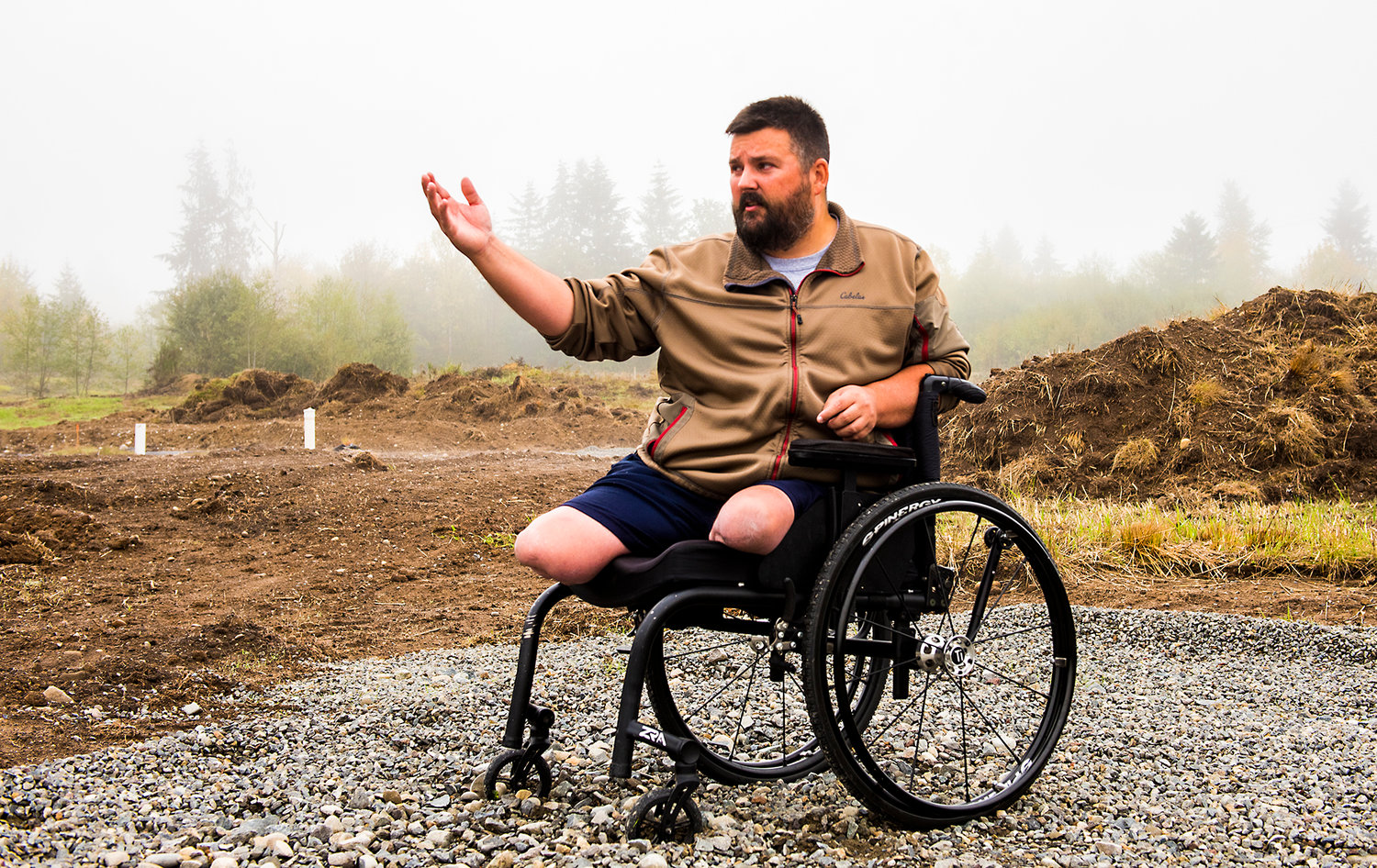 Retired U.S. Army Sgt. Jereme Sawyer talks about his new property in October near Tenino.