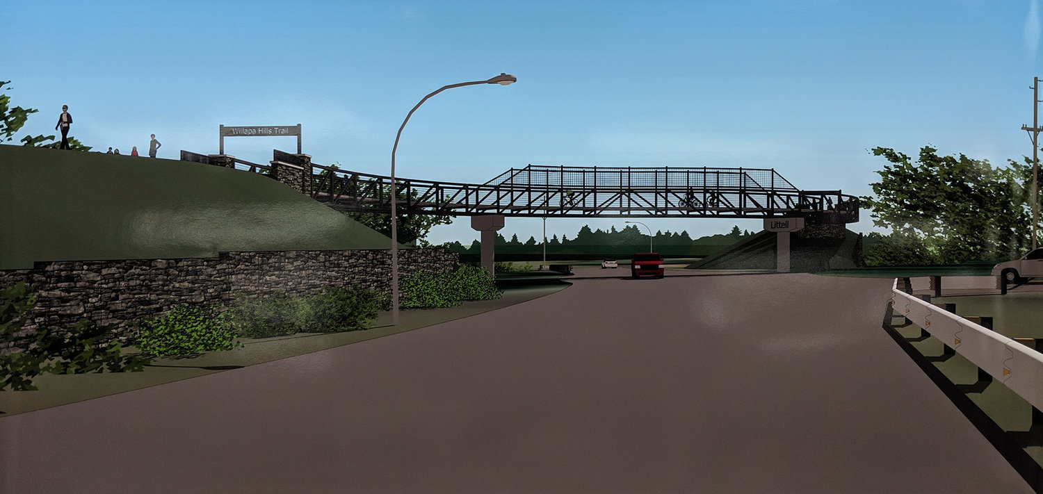 This rendering shows the proposed bridge over state Route 6 on the Willapa Hills State Park Trail near Littell.