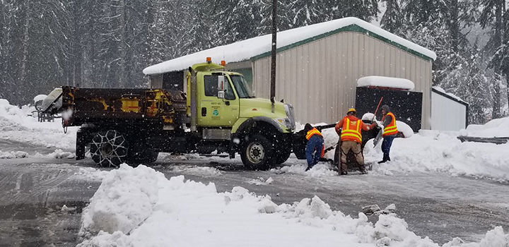 The Washington State Department of Transportation posted this picture to social media Tuesday showing crews working along state Route 7 in Lewis County.