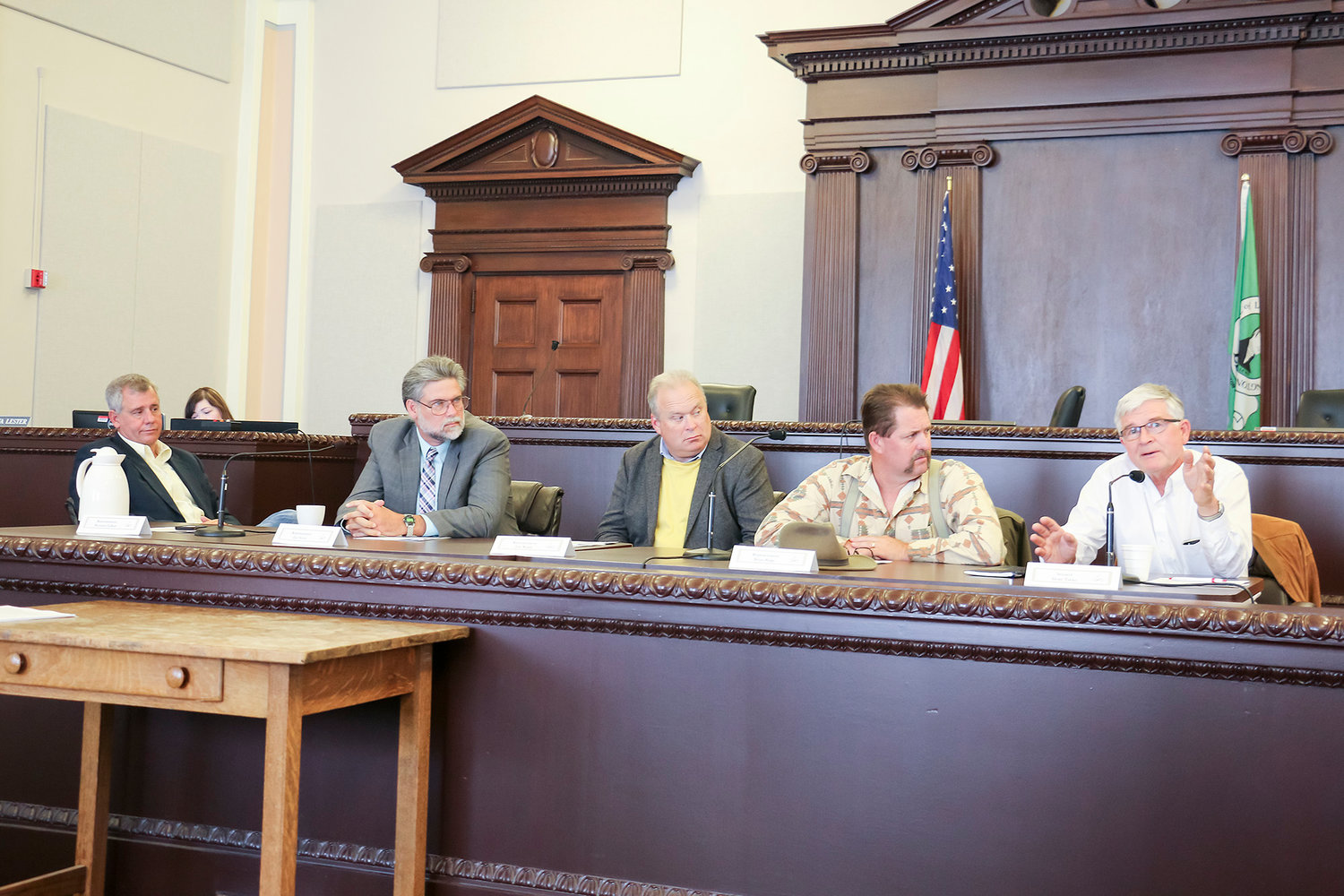 Representatives Richard DeBolt, Ed Orcutt, Jim Walsh, Brian Blake and Sen. Dean Takko took part in a Legislative roundtable in October 2017 at the Lewis County Courthouse in Chehalis.
