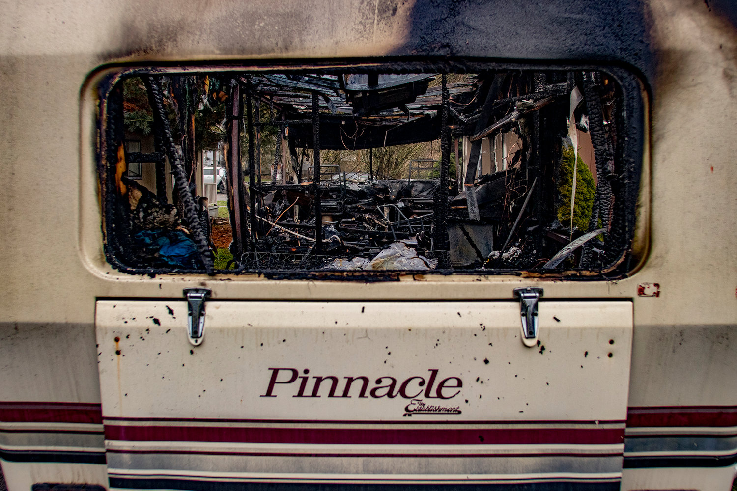This is the scene after a motorhome caught fire Tuesday night on South Gold Street in Centralia.