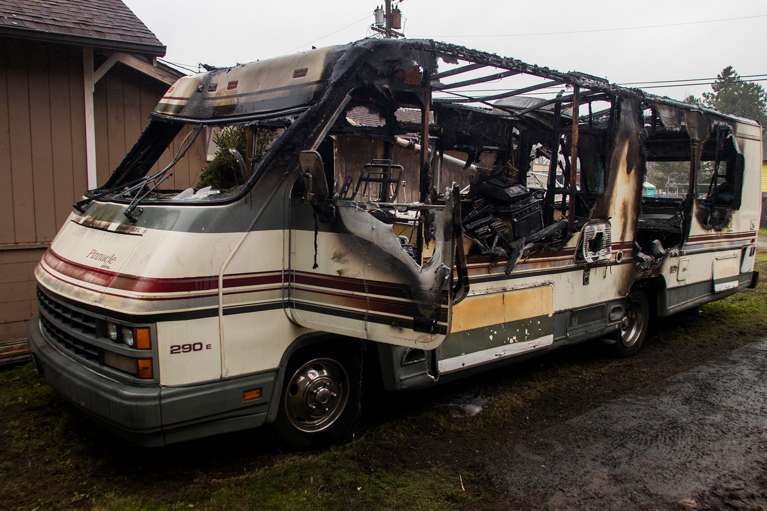 This is the scene after a motorhome caught fire Tuesday night on South Gold Street in Centralia.