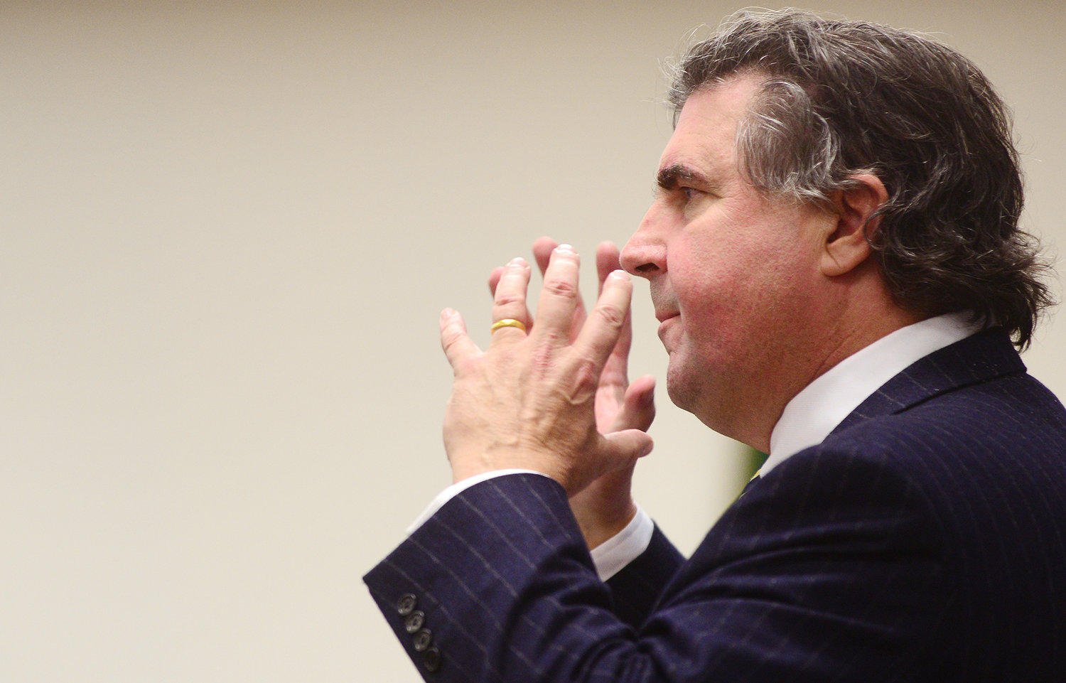Rick Riffe's defense attorney John Crowley makes the closing arguments in Riffe's double-homicide trial in Lewis County Superior Court in November, 2013. 