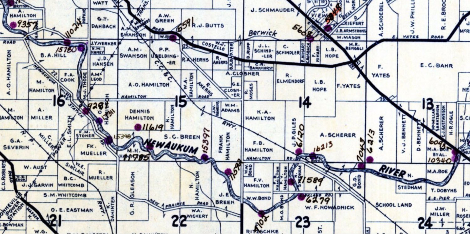 F.B. Hamilton Property (Father of A.R. Hamilton), Newaukum 1948 Metzger Map.png