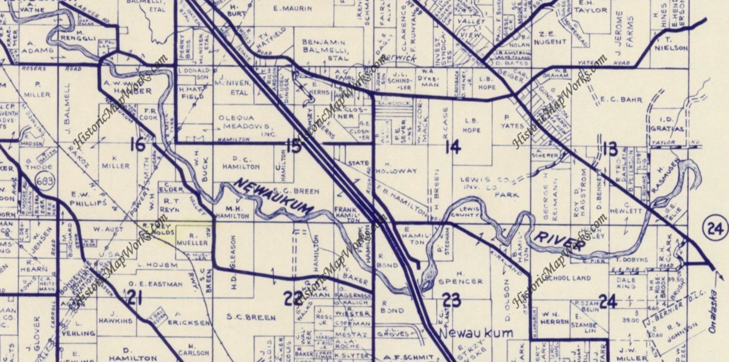 F.B. Hamilton Property (Father of A.R. Hamilton), Newaukum 1960 Metzger Map.png