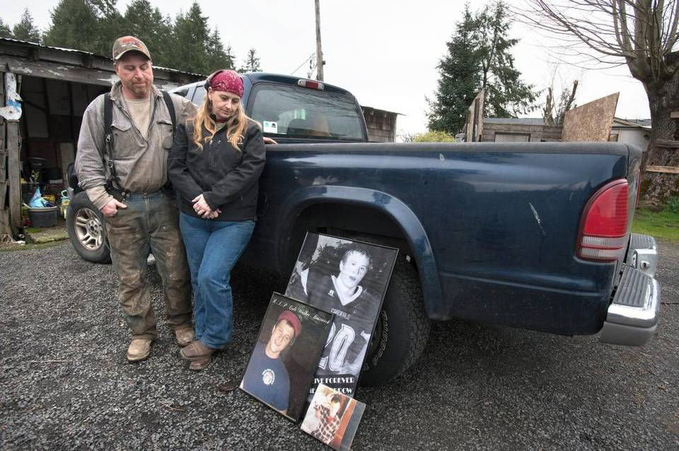 Tim and Wendy Bostwick lost their 18-year-old son, Cole, in a 2014 logging accident. They want Congress to reject a bill that would amend the federal child labor law to allow 16- and 17-year-olds to operate logging equipment on family-owned operations. The pair are shown on their third-generation family farm in Winlock, Wash., on Tuesday, March 28, 2017. "A 16-, 17-year-old child . . . does not understand the consequences of not paying attention just that one time," Tim Bostwick said. "And that's all it takes, is just one time." 