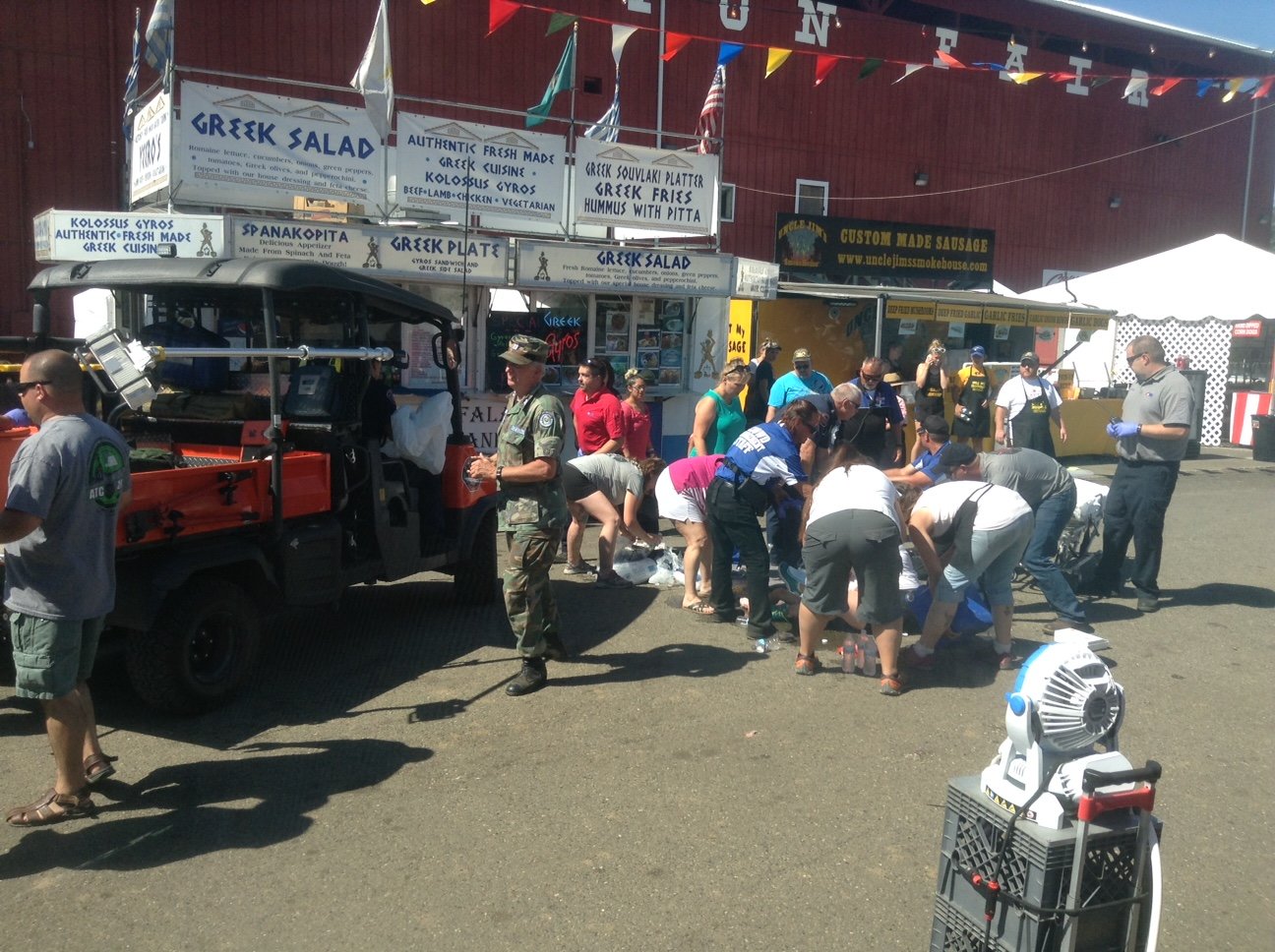 Five people were injured at the 2016 Southwest Washington Fair after a horse became startled and bolted down the midway, according to the Riverside Fire Authority.