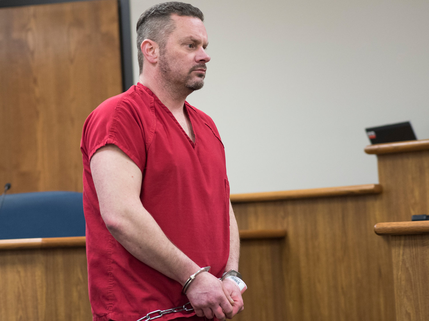 Justin G. Bonifield, 47, makes an appearance in Lewis County Superior Court on Wednesday afternoon at the Lewis County Law and Justice Center in Chehalis.