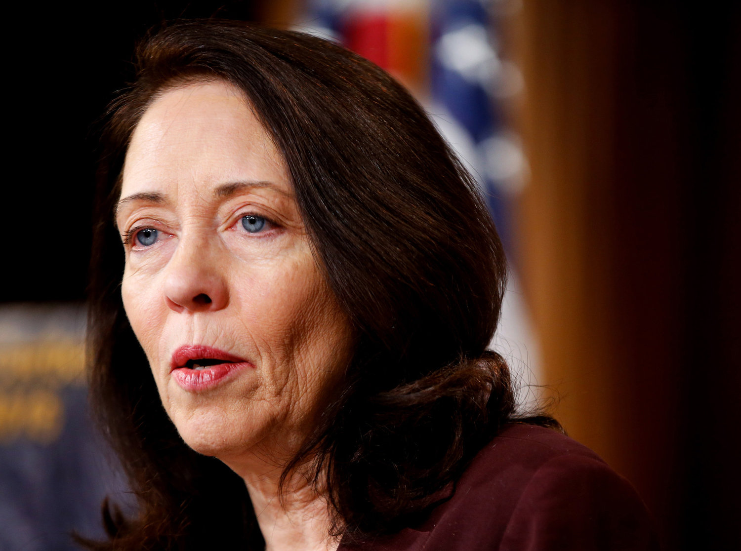 In this March 25, 2015 file photo, Sen. Maria Cantwell, D-Wash. speaks during a news conference on Capitol Hill in Washington. 