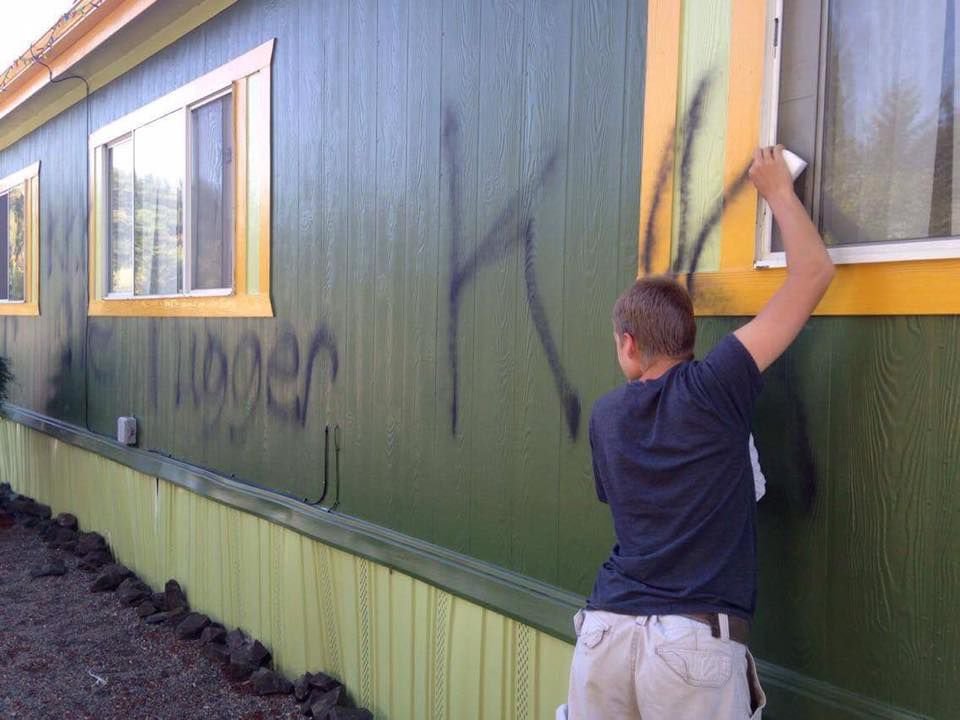 Tenino Community Rallies After Racist Graffiti Discovered on Residence