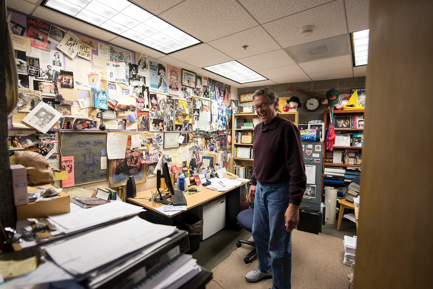 Tyrrell's office is lined with over 300 pictures from various plays, performers and moments outlining his 25 years as the head of the drama department at Centralia College. "Every picture is a reflection of my life," he said. "It's a tribute to a life of telling stories."