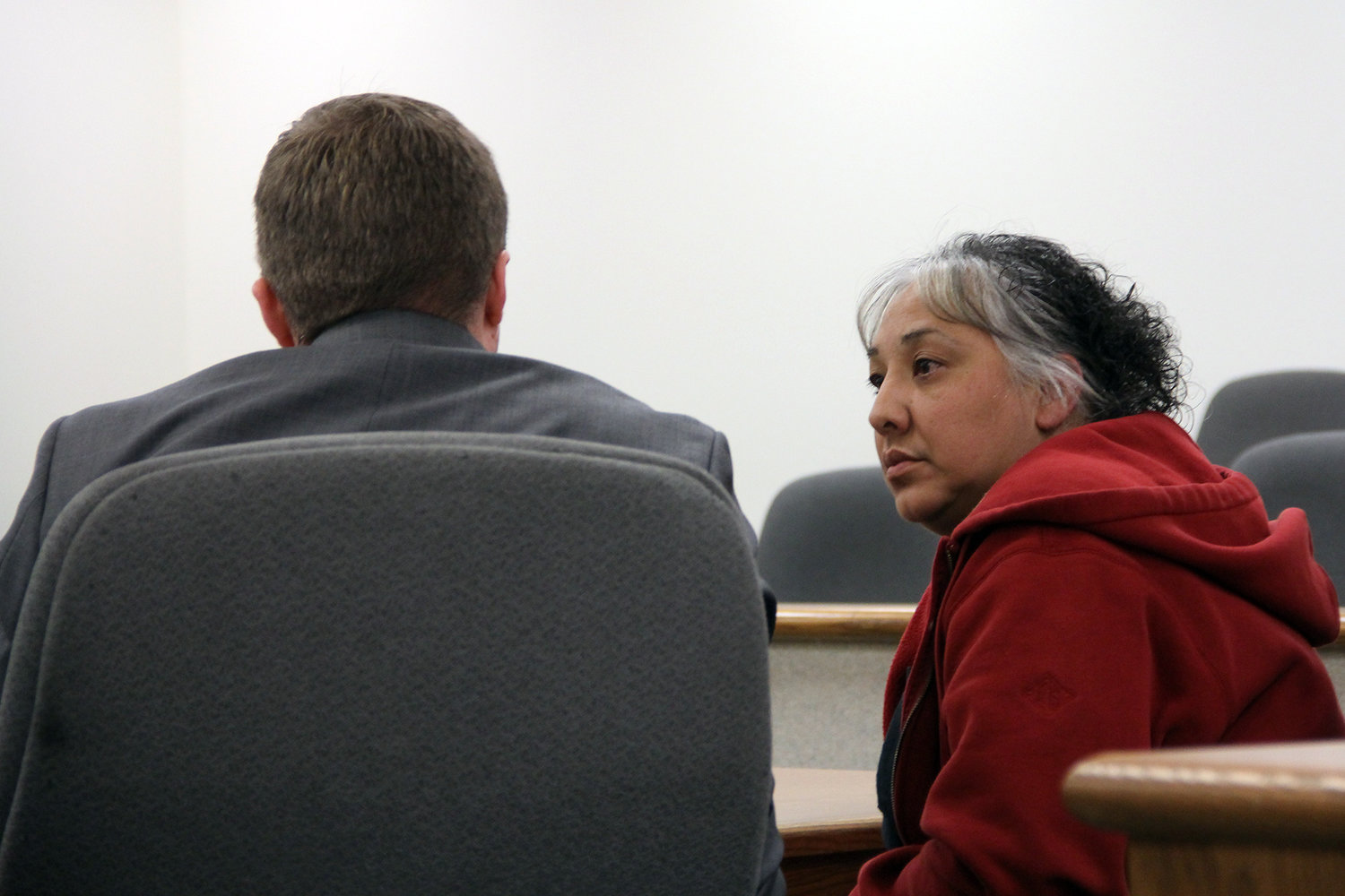 Rosemary Valderas Valencia, 44, of Tacoma, appears in Lewis County Superior Court Wednesday in Chehalis. Valencia was sentenced to 25 months in prison for three courts of second-degree organized retail theft involving three juveniles at Centralia Factory Outlets.