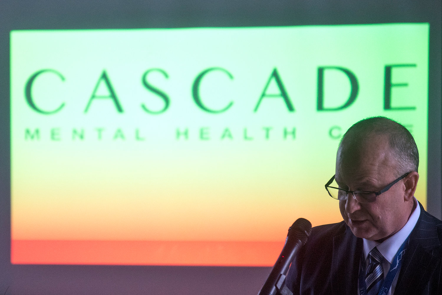 Cascade Mental Health CEO Richard Stride speaks during a luncheon in this Chronicle file photo.