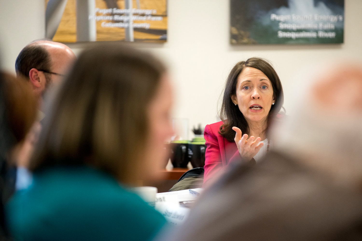 U.S. Sen. Maria Cantwell, D-Washington, asks questions after a presentation on various clean energy job training grants at Centralia College’s Center of Excellence for Clean Energy in 2015.