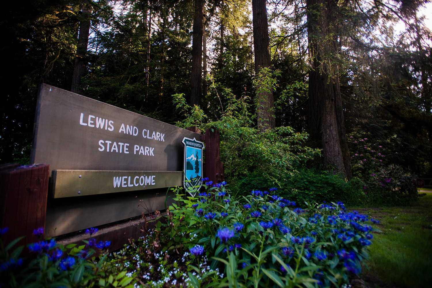 The entrance to Lewis and Clark State Park is seen along Jackson Highway.