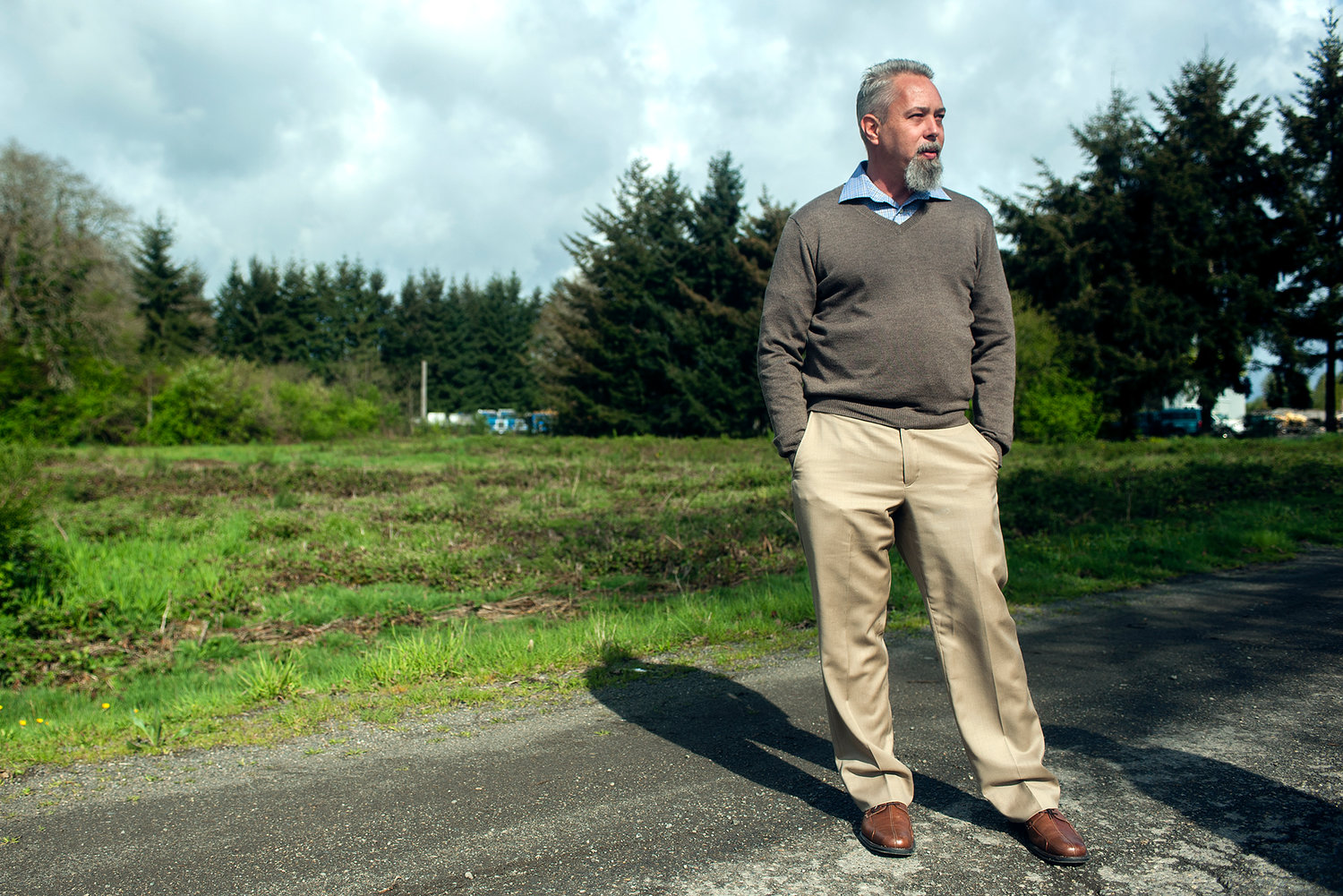 Dave Kois stands in front of the property he has purchased at 1905 Johnson Rd. in Centralia on Friday morning.