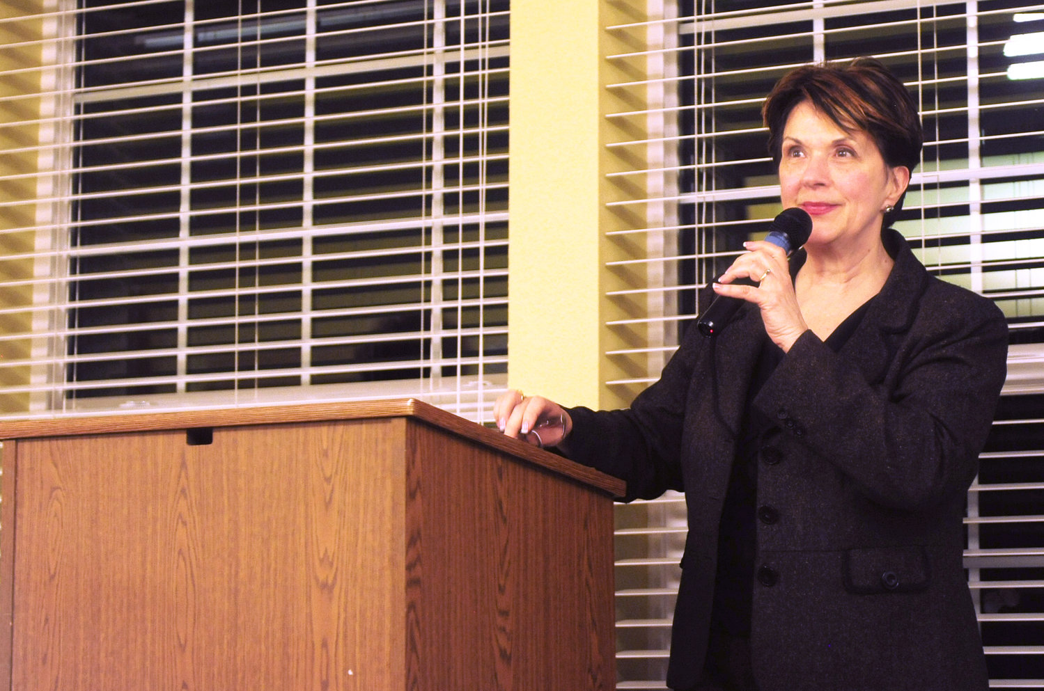 Shared Hope International  Founder Linda Smith speaks at Woodland Estates Wednesday night.