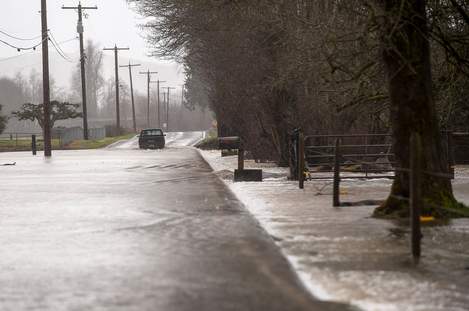 FILE PHOTO — Heavy rain often causes the Chehalis River to flood in places near Independence Valley southwest of Rochester.