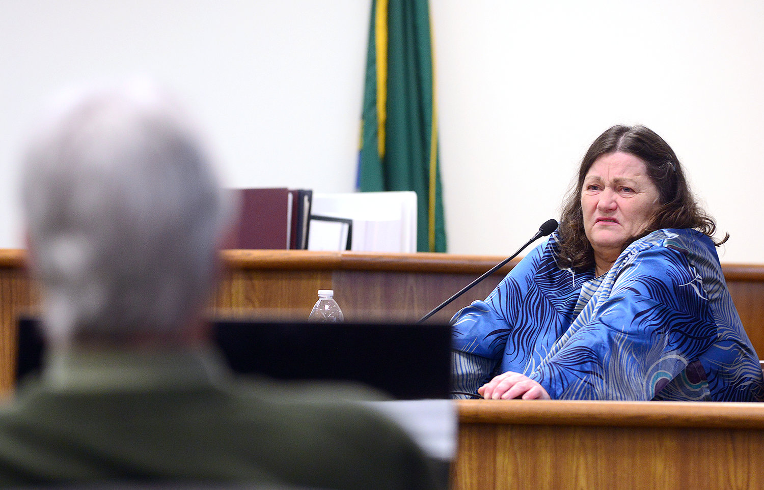 Deborah George testifies during Rick Riffe's double-homicide trial in Lewis County Superior Court on Thursday afternoon at the Lewis County Law and Justice Center in Chehalis.