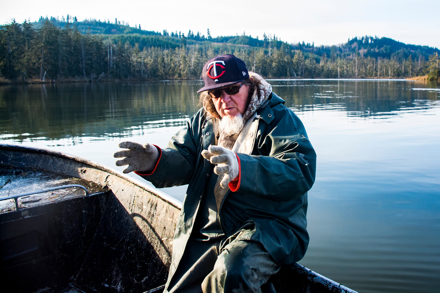 FILE PHOTO — Ed Johnstone, fisheries policy spokesperson for the Quinault Indian Nation, gestures while checking his nets on the Chehalis River in November 2018. 