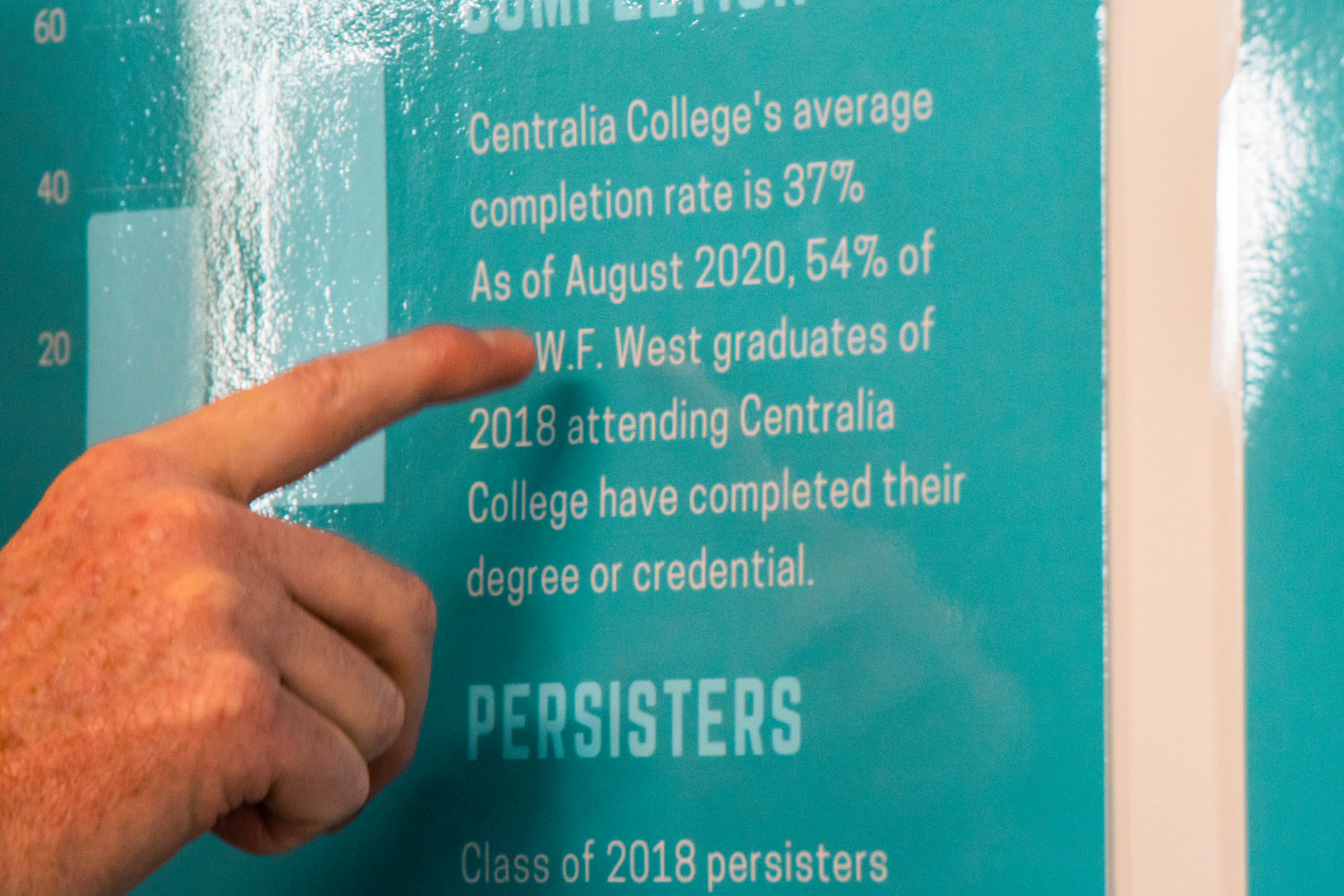 Dr. Brian Fox talks about students attending Centralia College after graduating from W.F. West, Thursday afternoon in Chehalis.