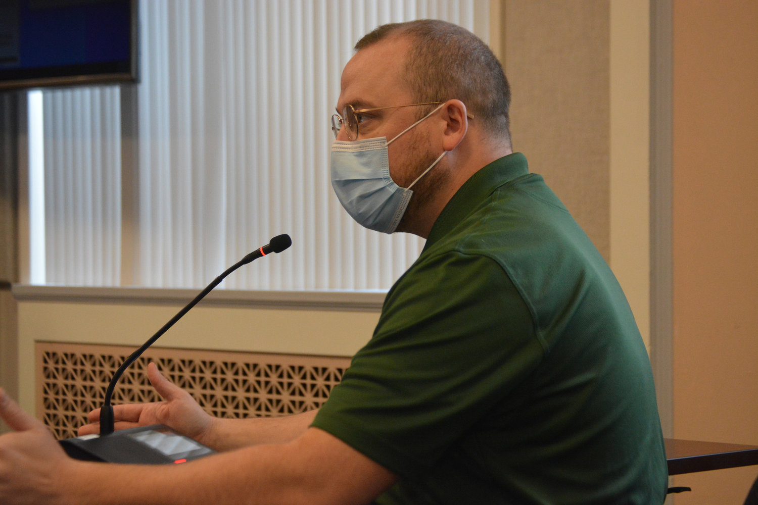 FILE PHOTO — Lewis County Public Health Director J.P. Anderson announces policies in how the county will publicly report COVID-19 cases in a meeting last year.