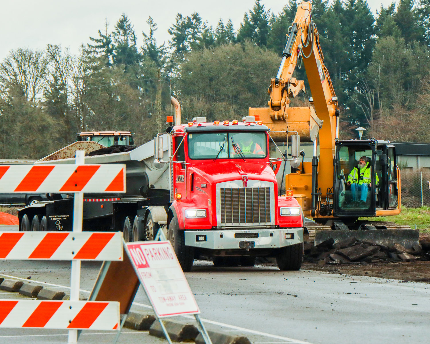 Construction for the Mellen Street E-Transit Station continues in Centralia on Friday.