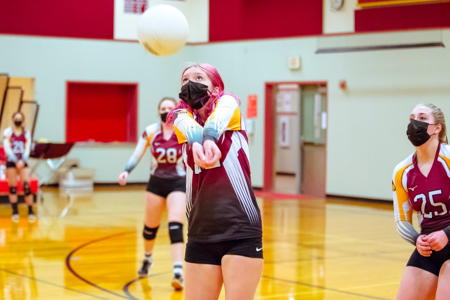 Winlock's Raegan Lester (22) makes contact during a game against Toledo played Monday night in Winlock.