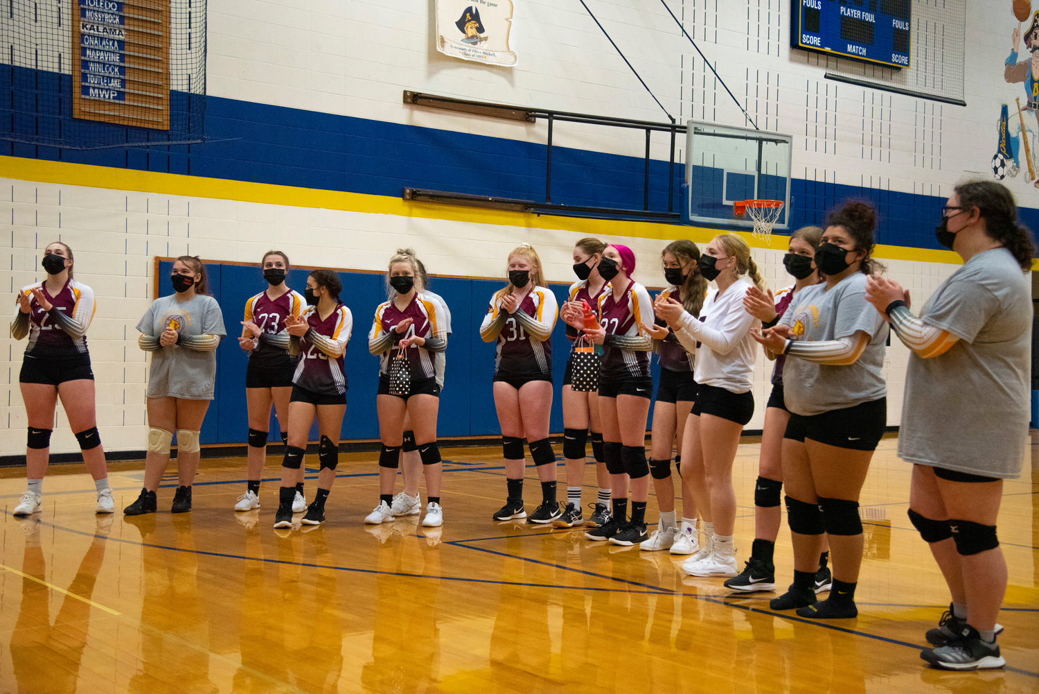 Winlock players thank their parents and fans after a semifinal match against Toutle Lake on Saturday.
