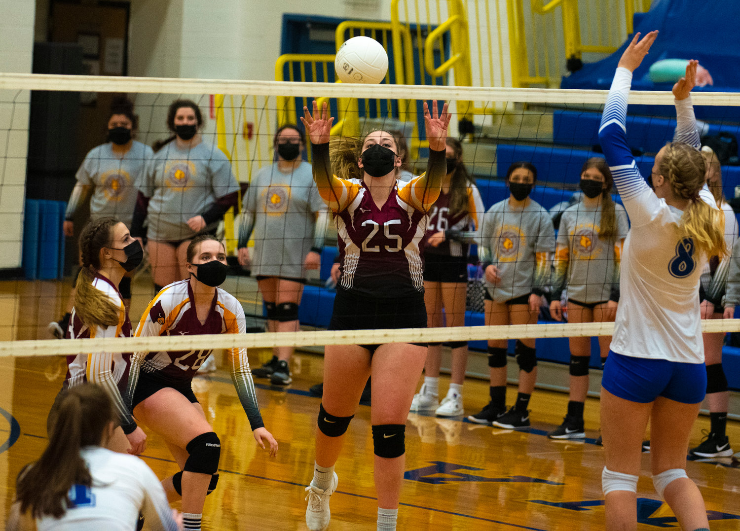 Winlock junior Addison Hall returns the ball to Toutle Lake in the district semifinals on Saturday at Adna High School.
