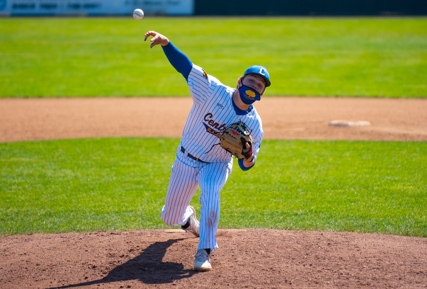 Centralia College pitcher Derek Beairsto delivers a pitch to a Pierce College batter on Saturday at Wheeler Field in Centralia.
