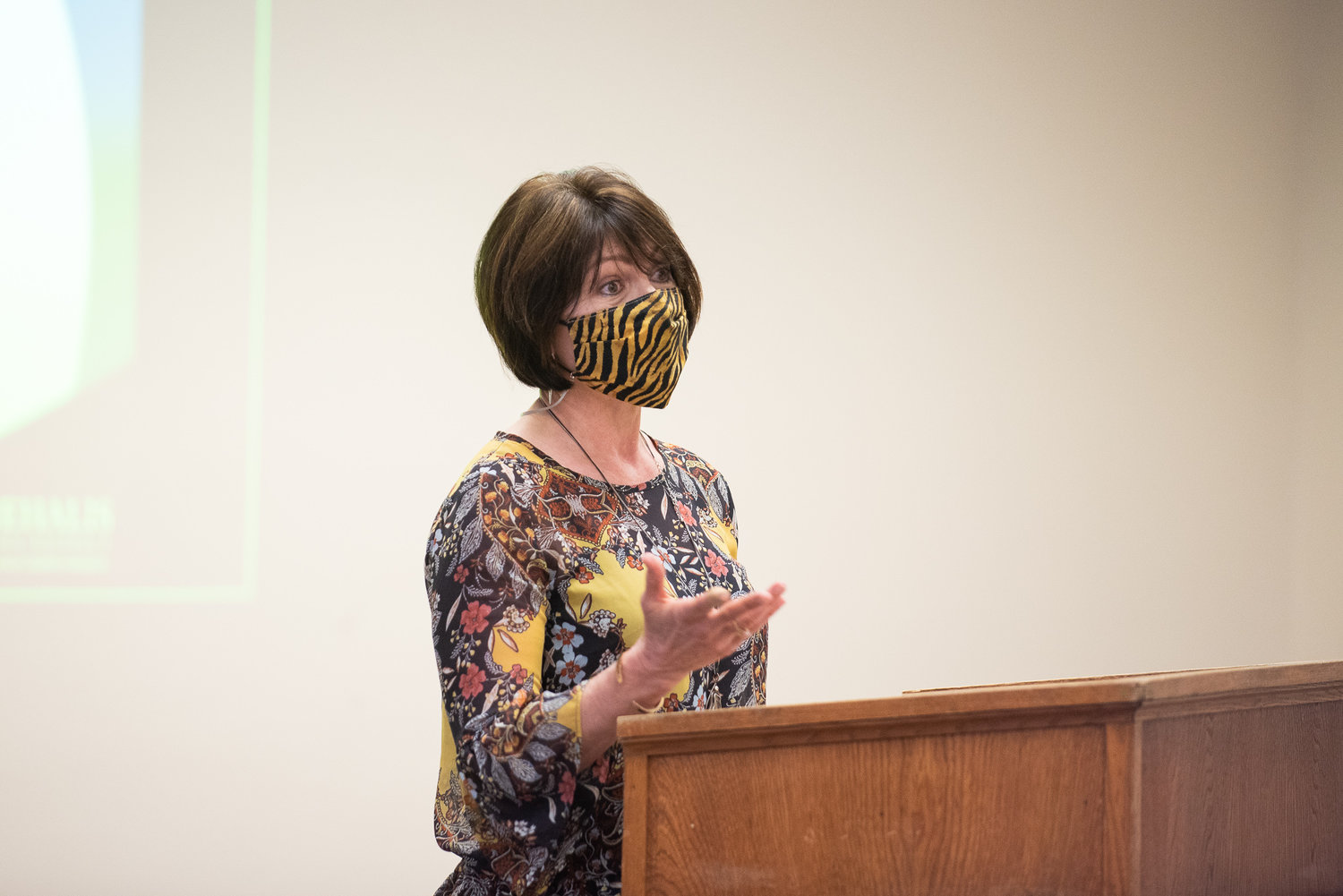 Rachel Dorsey speaks during a Chehalis School Board meeting on Tuesday.