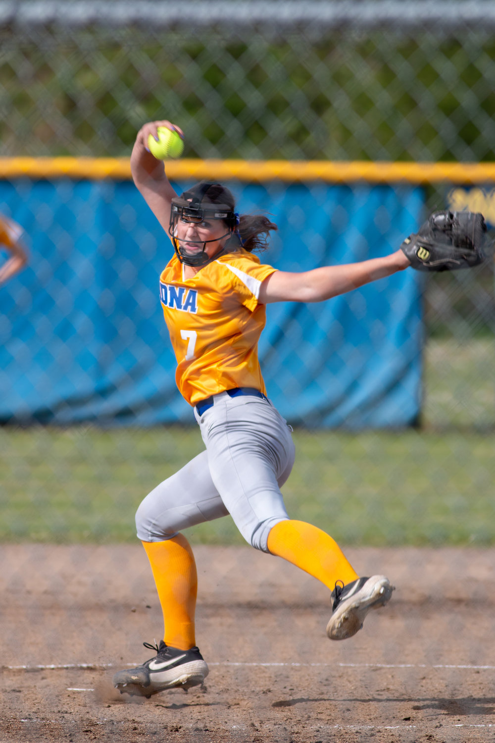 Adna senior ace Haley Rainey winds up to deliver a pitch to Ocosta during the district semifinals Thursday.