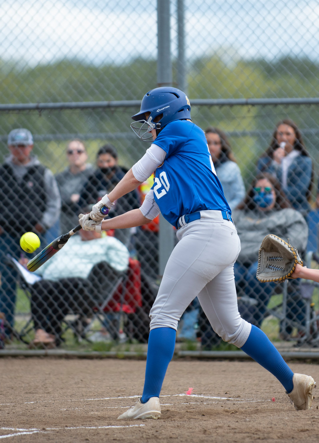 Adna's Karlee Von Moos smashes an RBI triple against Forks on Saturday.