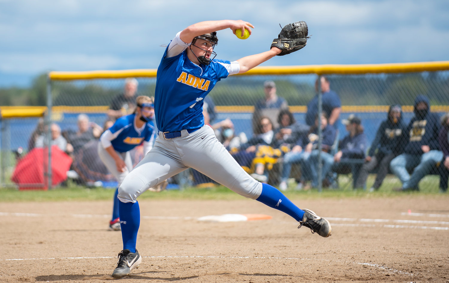 Adna senior Haley Rainey winds up for a pitch to Forks on Saturday.