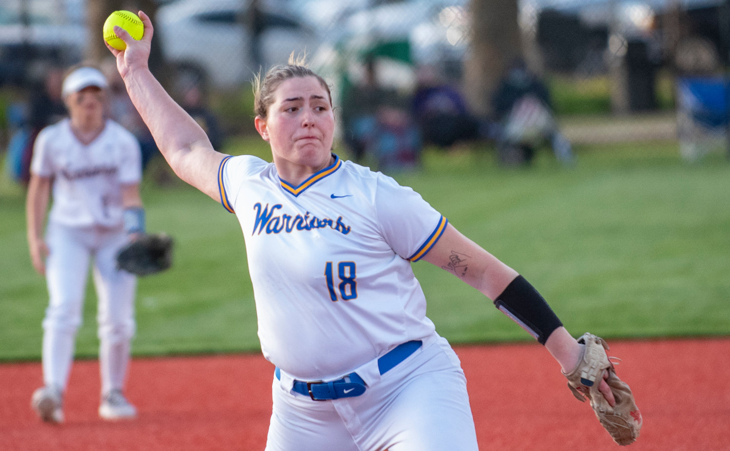 Rochester's Liz Phelps delivers a pitch to W.F. West on Thursday.