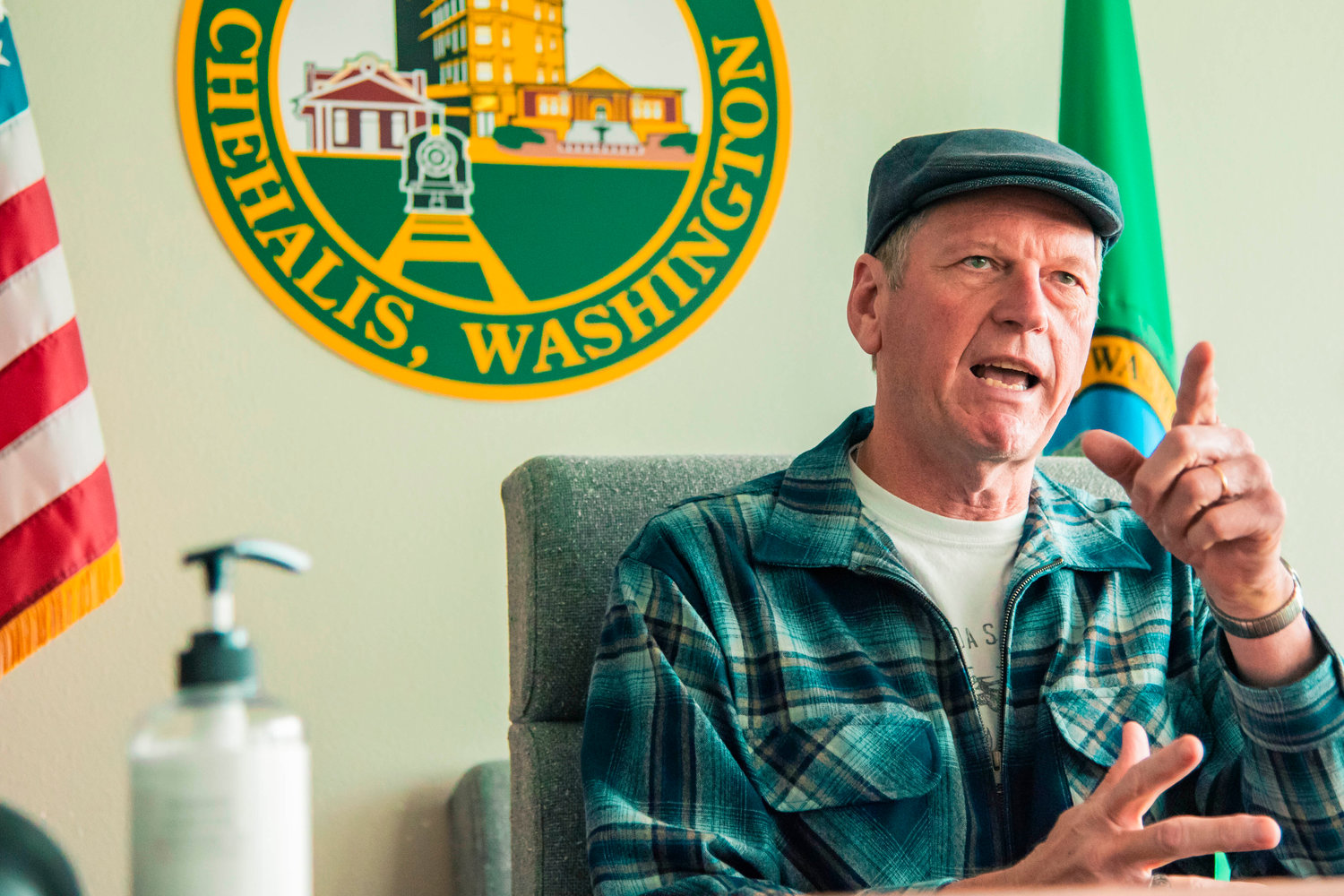 Mayor Dennis Dawes talks about city hall and Chehalis while seated in the council chambers Tuesday afternoon.