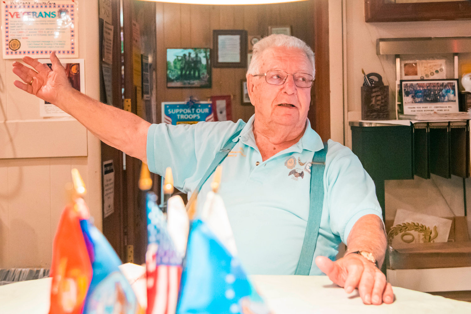 Bob Terrell, of Post 17, talks about raising funds for the American Legion in Centralia on Thursday.