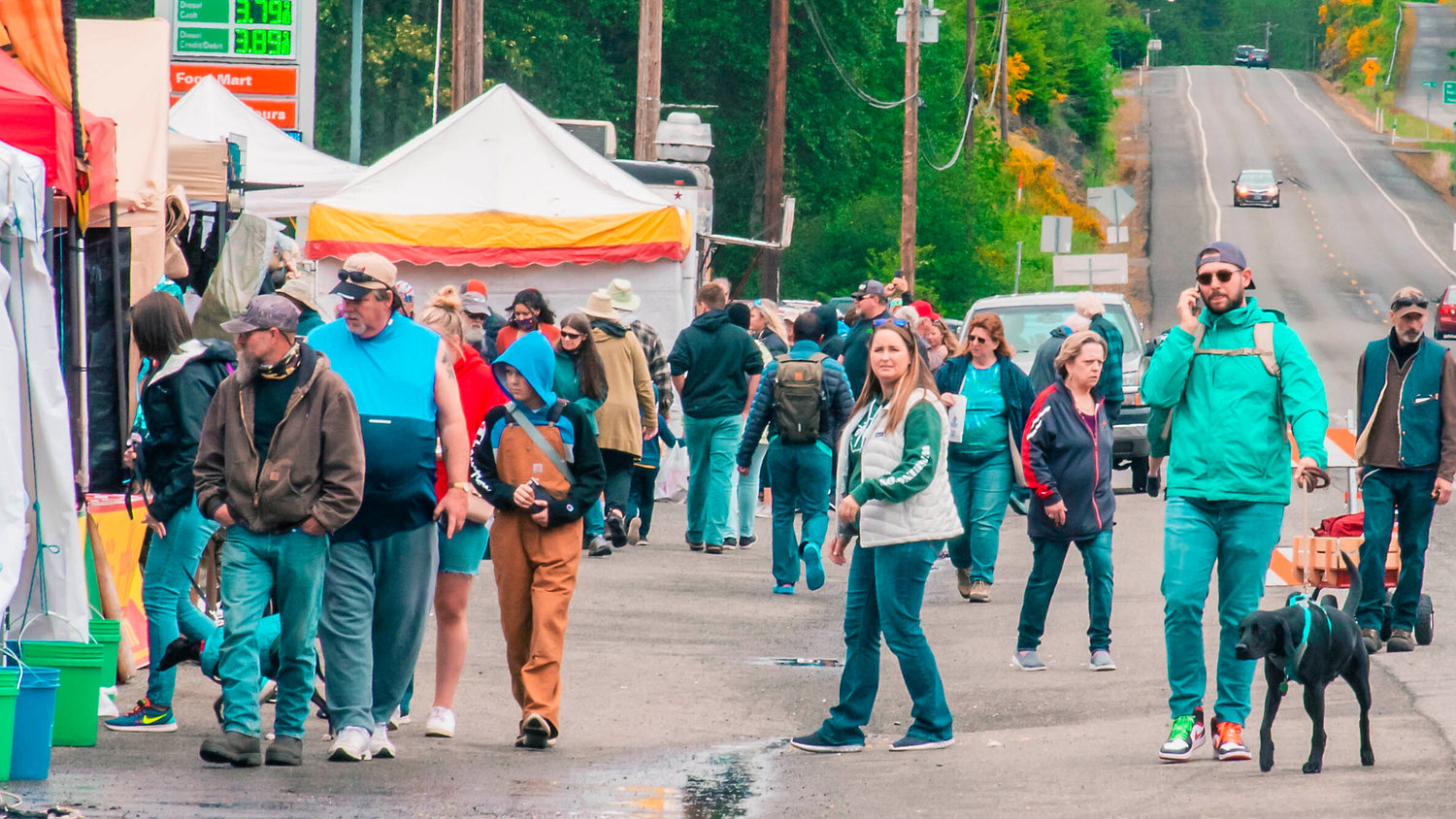 Crowds gather at the Packwood Flea Market on Friday.