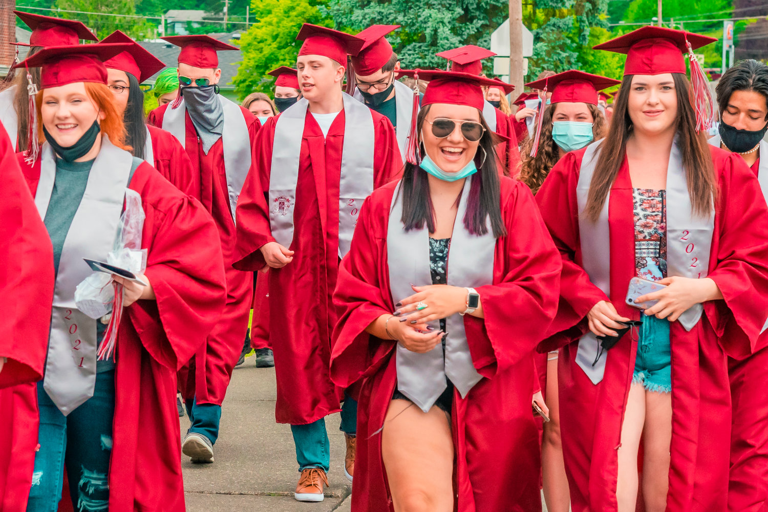 On Thursday morning, W.F. West seniors participated in the Senior Walk from W.F. West to Chehalis Middle School, James W. Lintott Elementary and Orin C Smith Elementary.
