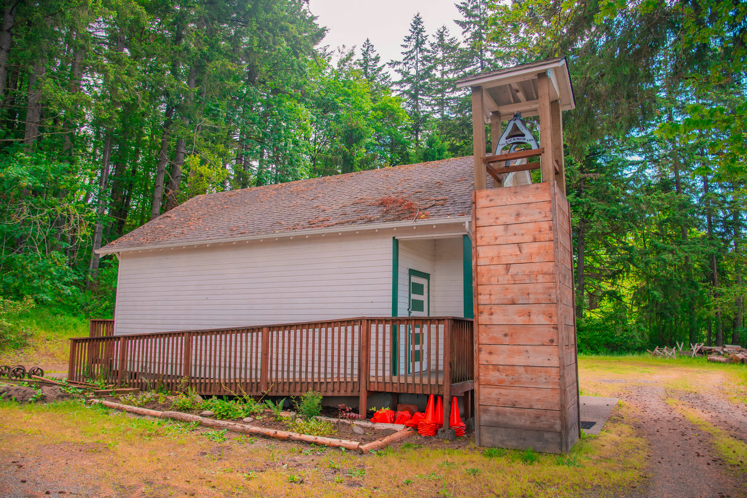 The Ticknor Schoolhouse sits just outside the Tenino Depot Museum.