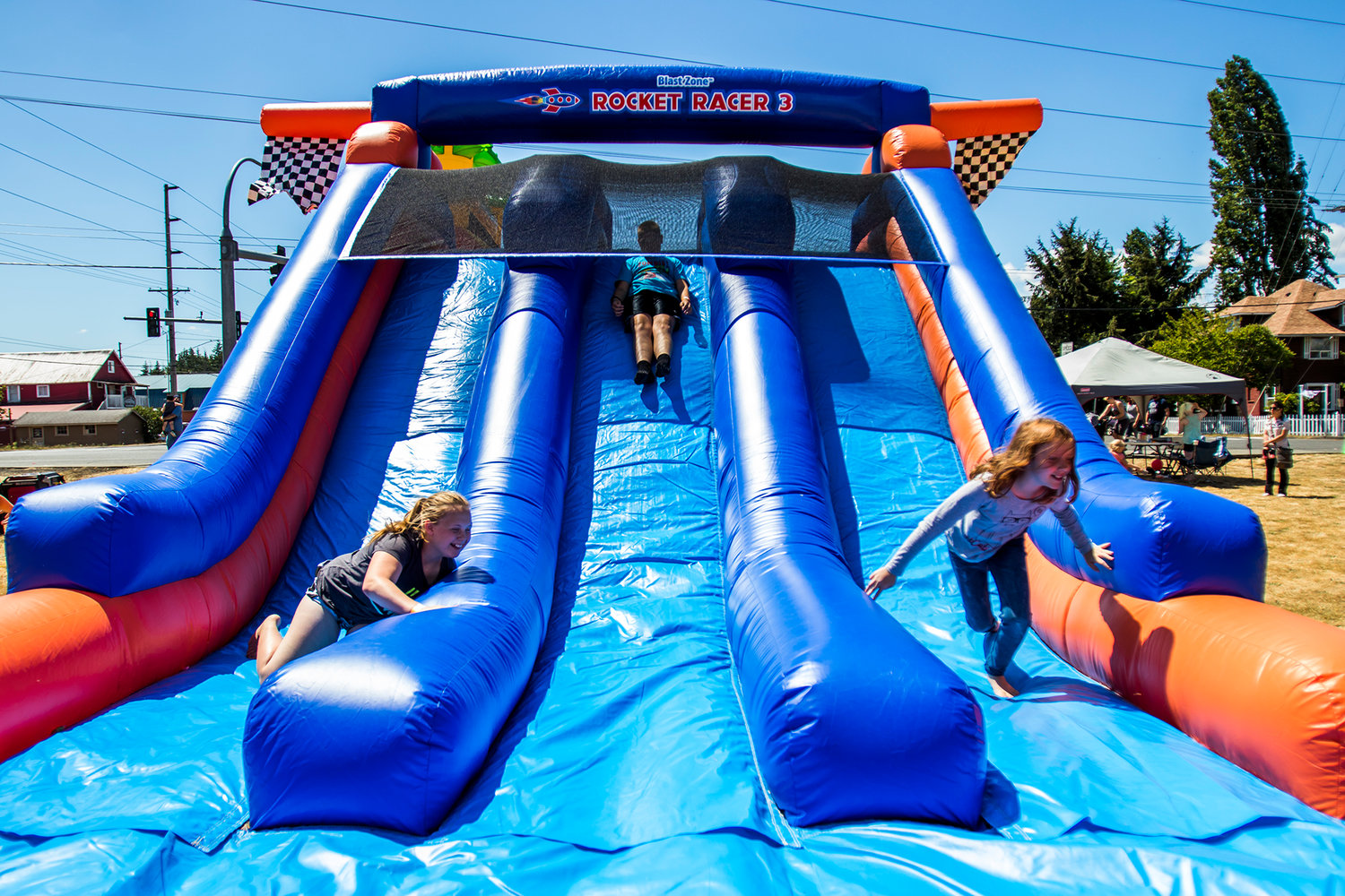 Kids play on a bounce house during the annual Funtime Festival held in Napavine in 2018.