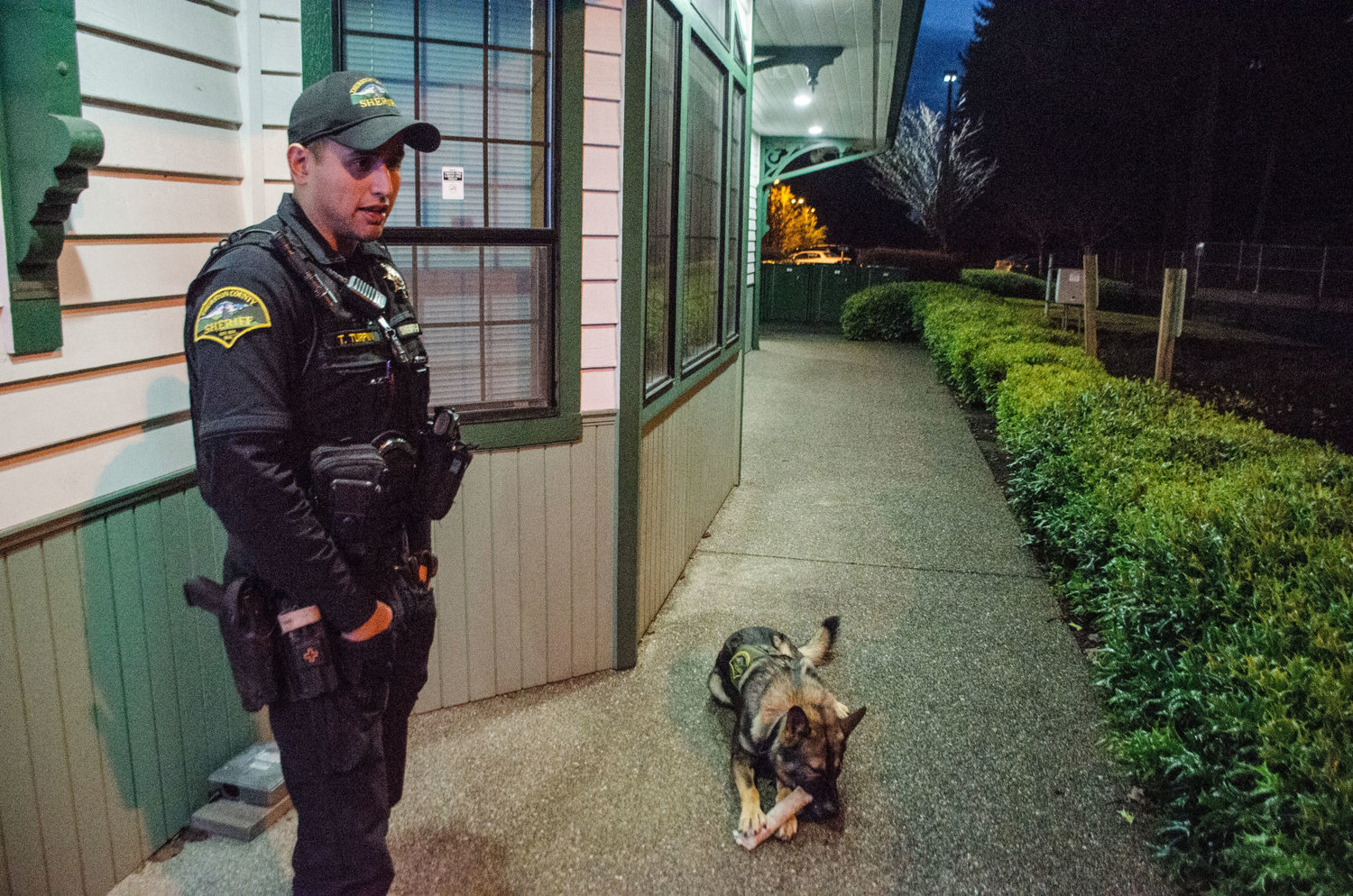Former deputy Tyler Turpin and K9 Arlo are pictured in this 2019 Chronicle file photo.
